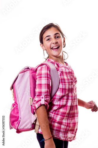 Photo: smiling little girl with backpack smiling little girl with backpack