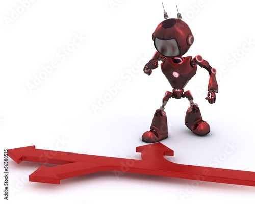 Illustration: Android with direction arrows Android with direction arrows