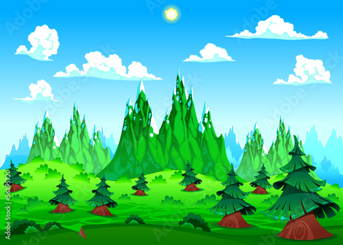 Vector: Mountain landscape. Mountain landscape.