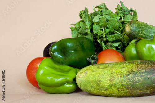 Photo: Fresh Vegetables isolated yellow Fresh Vegetables isolated yellow