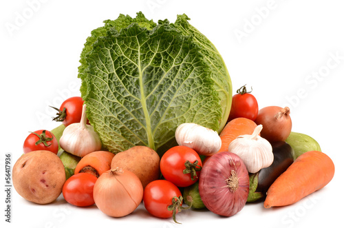Photo: Vegetables on a white background Vegetables on a white background