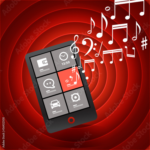Vector: Retro style background with modern mobile phone silhouette Retro style background with modern mobile phone silhouette