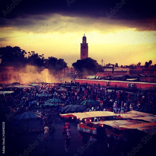 Instant Collection: Woman overlooking Marrakech Souk Woman overlooking Marrakech Souk