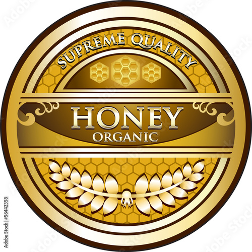 Illustration: Honey Organic Vintage Label Honey Organic Vintage Label