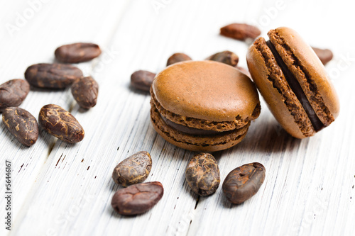 Photo: cocoa macaroons with cocoa beans cocoa macaroons with cocoa beans