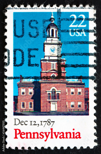 Photo: Postage stamp USA 1987 Pennsylvania, Ratification of the Constit Postage stamp USA 1987 Pennsylvania, Ratification of the Constit