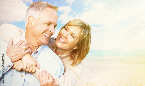 Photo: Old people over sea background Old people over sea background