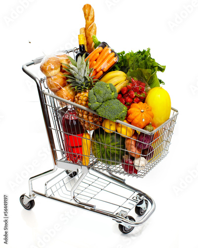 Photo: Full grocery cart. Full grocery cart.