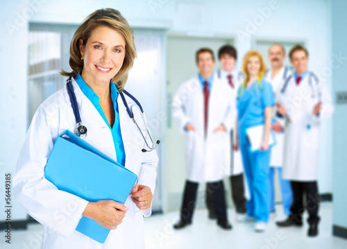 Photo: Smiling medical doctor woman. Smiling medical doctor woman.