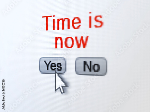 Illustration: Time concept: Time is Now on digital computer screen Time concept: Time is Now on digital computer screen