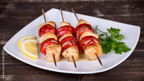 Photo: Chicken and vegetable kabobs Chicken and vegetable kabobs