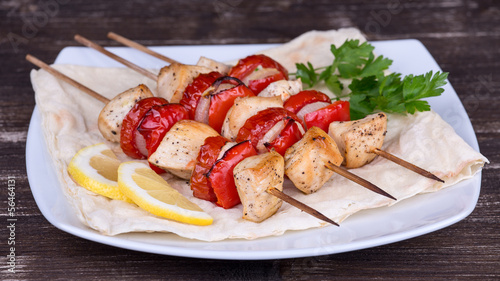 Photo: Chicken and vegetable kabobs Chicken and vegetable kabobs