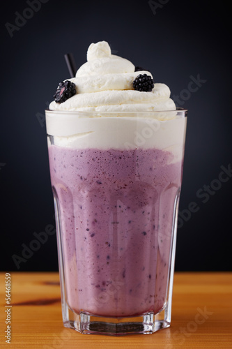 Photo: Fresh homemade blackberry milkshake Fresh homemade blackberry milkshake