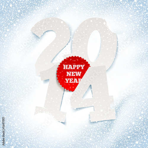 Vector: 2014 new year - holidays greeting with paper numbers in the snow 2014 new year - holidays greeting with paper numbers in the snow