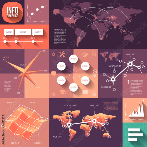 Vector: Infographics of flat design with long shadows Infographics of flat design with long shadows