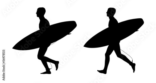 Illustration: surfers running silhouettes set 1 surfers running silhouettes set 1