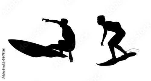 Illustration: surfers silhouettes set 2 surfers silhouettes set 2