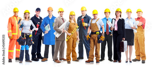Photo: Construction workers group. Construction workers group.