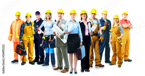 Photo: Construction workers group. Construction workers group.