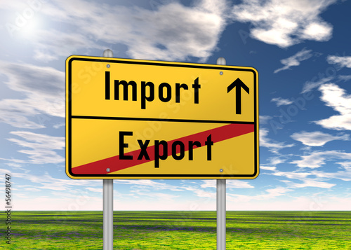 Illustration: Ortsschild "Import / Export" Ortsschild "Import / Export"