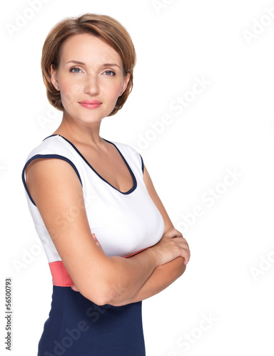 Photo: Portrait of a beautiful young adult white serious woman Portrait of a beautiful young adult white serious woman