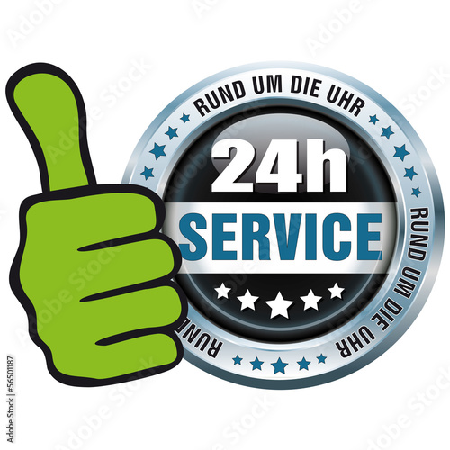 Vector: Button - 24h Service - Rund um die Uhr Button - 24h Service - Rund um die Uhr