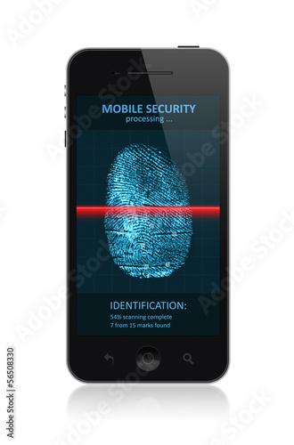 Photo: Smartphone with fingerprint application Smartphone with fingerprint application