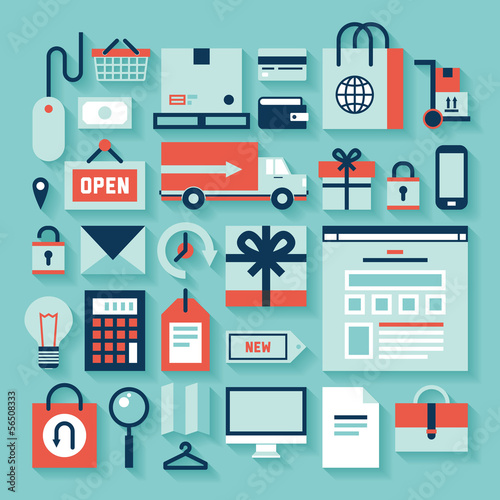 Vector: E-commerce and shopping icons E-commerce and shopping icons