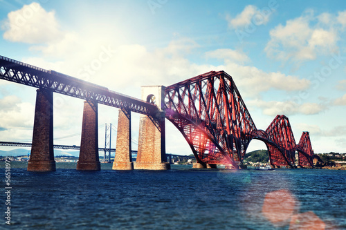 Photo: train on forth bridge train on forth bridge
