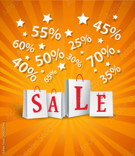 Vector: Sale poster design with shopping bags and percent discount Sale poster design with shopping bags and percent discount