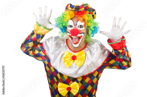 Photo: Funny clown isolated on white Funny clown isolated on white
