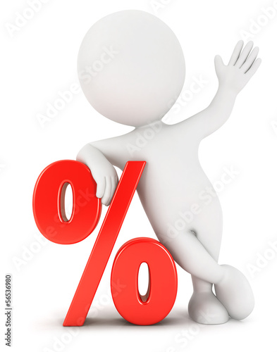 Illustration: 3d white people percent 3d white people percent
