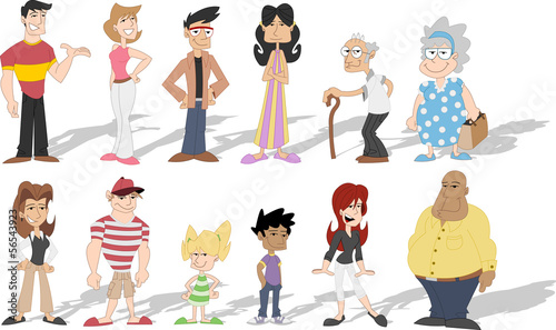 Vector: Group of cute happy cartoon people Group of cute happy cartoon people