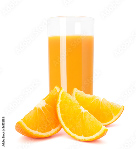 Photo: Juice glass and orange fruit Juice glass and orange fruit