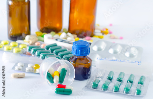 Photo: color pills and medical bottle color pills and medical bottle