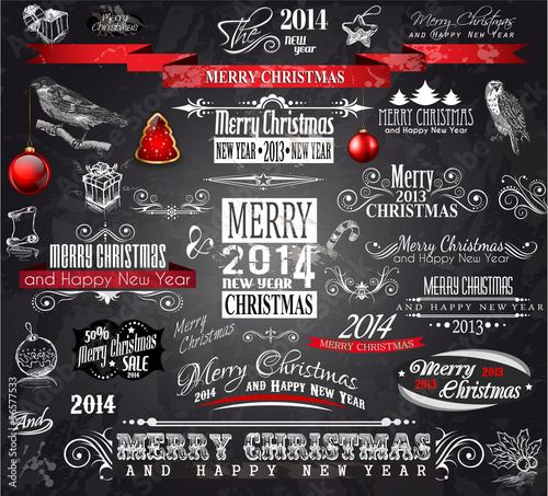 Vector: 2014 Christmas Vintage typograph design elements: 2014 Christmas Vintage typograph design elements: