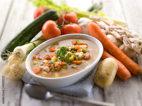 Photo: soup vegetable with ingredients, selective focus soup vegetable with ingredients, selective focus