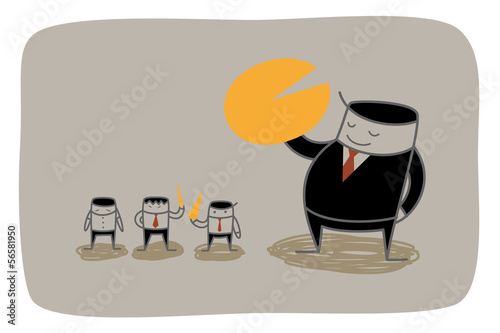 Vector: business man monopoly market share concept business man monopoly market share concept