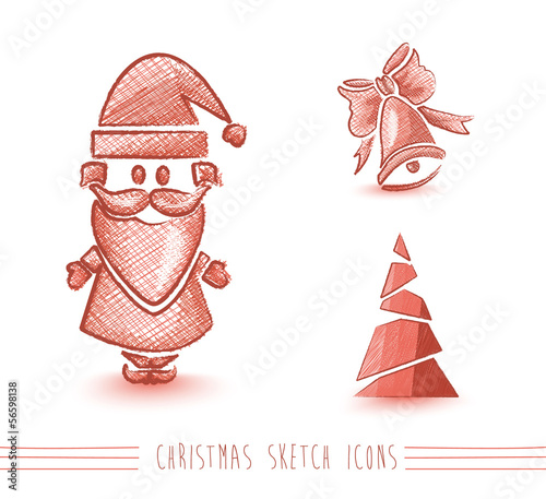 Vector: Merry Christmas red sketch style elements set EPS10 file. Merry Christmas red sketch style elements set EPS10 file.