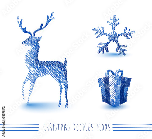 Vector: Merry Christmas blue sketch style elements set EPS10 file. Merry Christmas blue sketch style elements set EPS10 file.