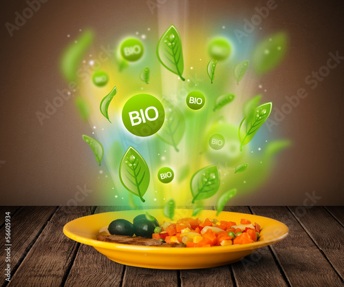 Photo: Healthy bio green plate of food Healthy bio green plate of food