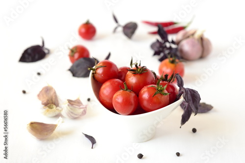 Photo: Cherry tomatoes and basil Cherry tomatoes and basil
