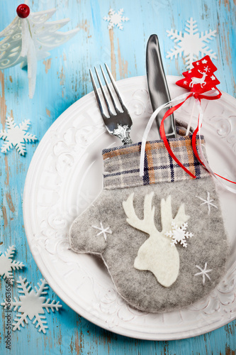 Photo: Christmas table setting Christmas table setting