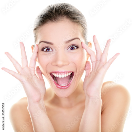 Photo: Beauty - happy funny Asian woman face expression Beauty - happy funny Asian woman face expression