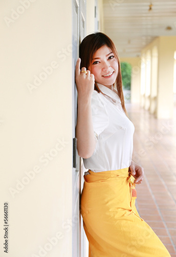 Photo: portrait woman smiles in house portrait woman smiles in house
