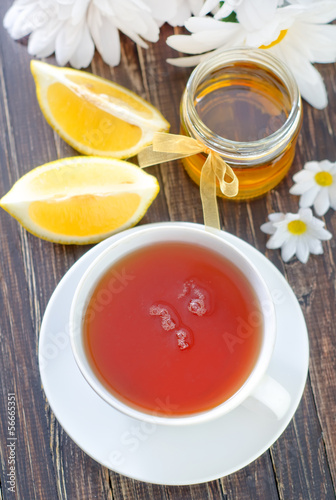 Photo: Tea with lemon and honey Tea with lemon and honey