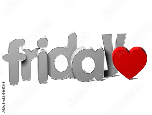 Illustration: 3D Word Friday on white background 3D Word Friday on white background