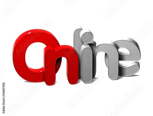 Illustration: 3D Word Online on white background 3D Word Online on white background