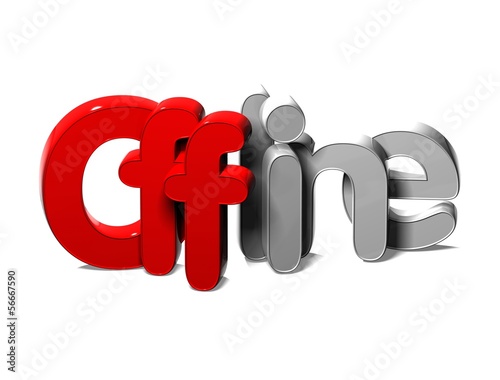 Illustration: 3D Word Offline on white background 3D Word Offline on white background