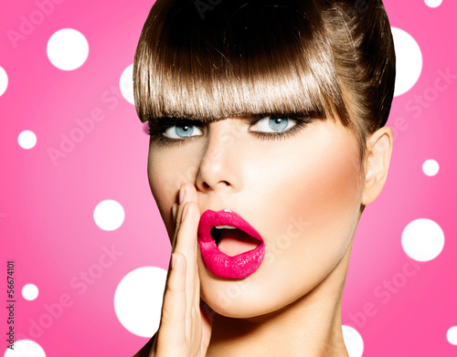 Photo: Surprised Woman with open Mouth. Pin up Girl Surprised Woman with open Mouth. Pin up Girl